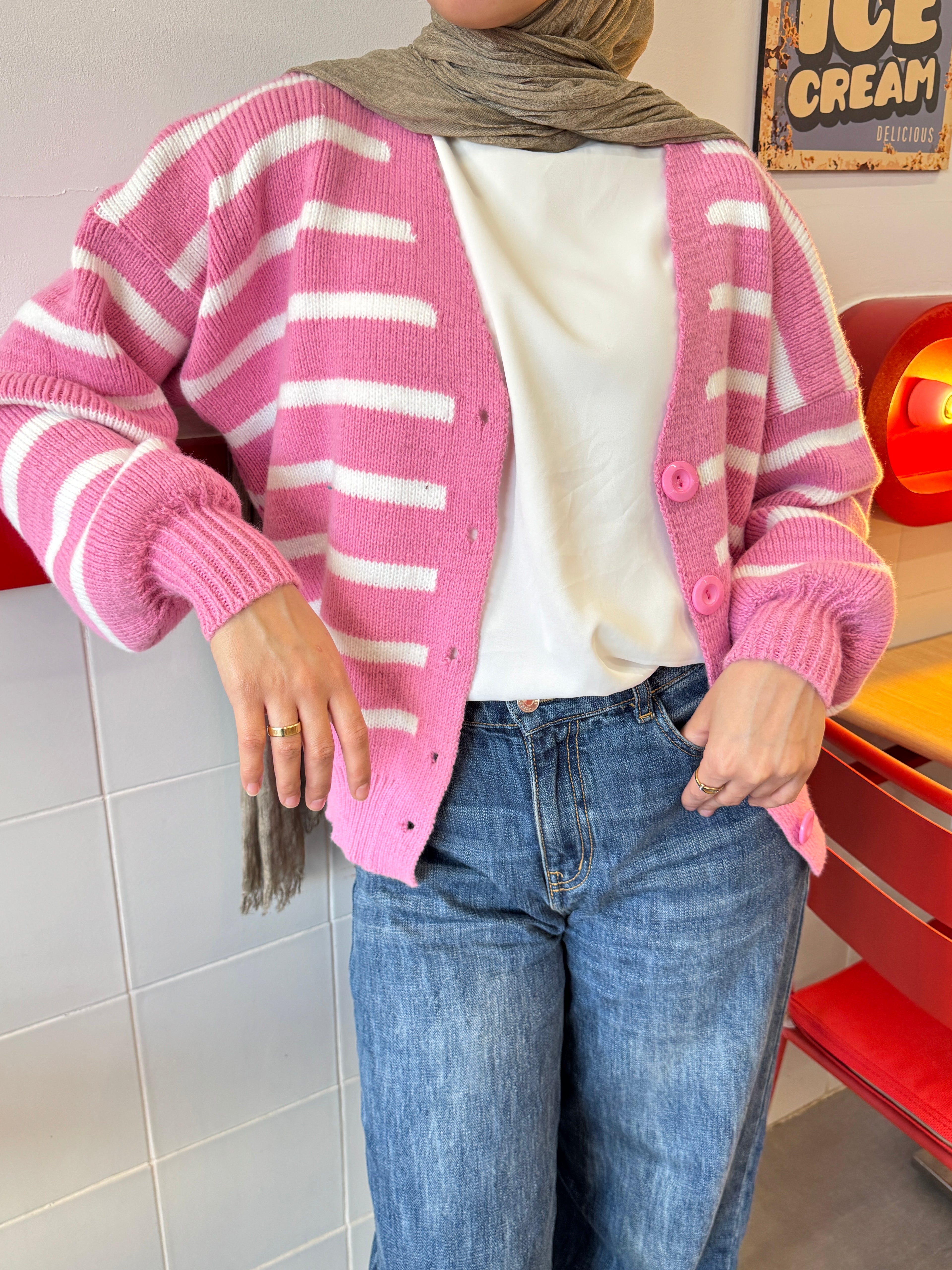 كارديجان صوف مخطط